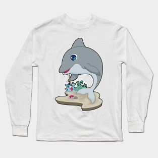 Dolphin Painter Paintbrush Painting Long Sleeve T-Shirt